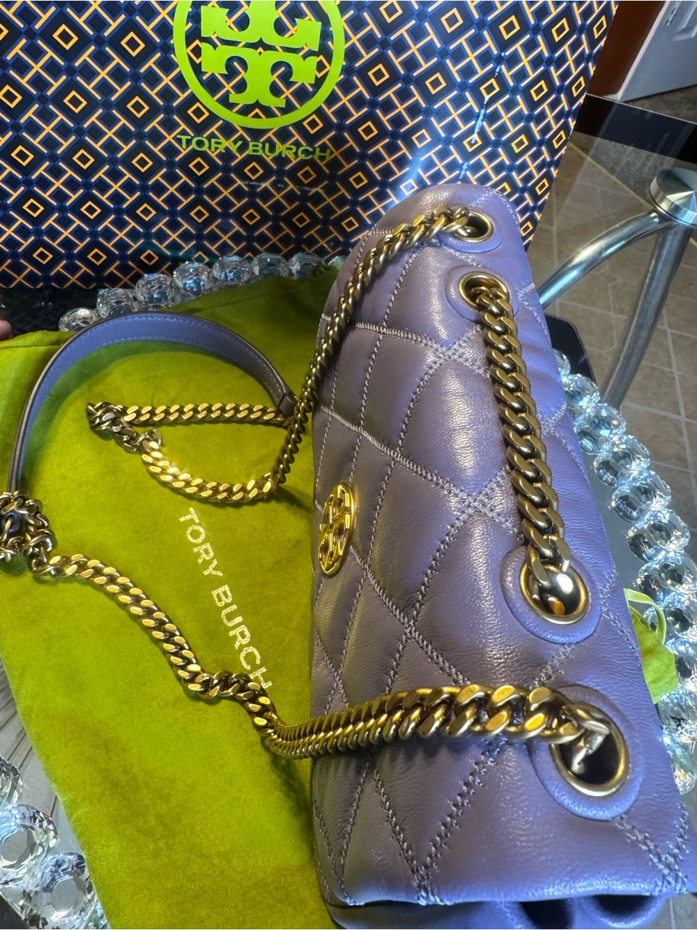 NWOT Tory Burch Willa Soft Quilt Small Shoulder Bag in Lavender. - Picture 9 of 13